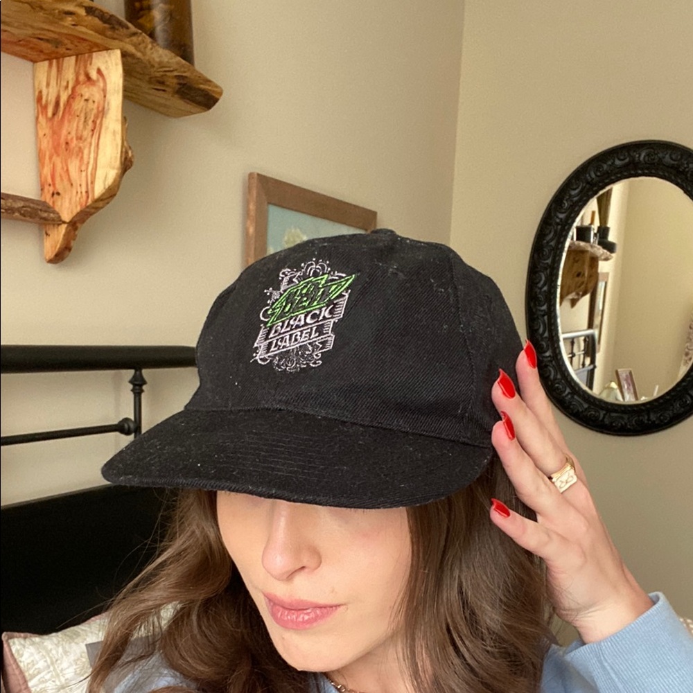Mtn Dew Black Label Black Body Neon Green Embroidered logo SnapBack — OS